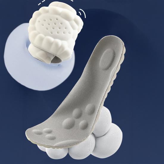 4D Cloud Comfort Insoles with Arch Support Shock-Absorbing Breathable Shoe Inserts for Men Women Non-Slip Anti-Odor Foot Protection Insoles for