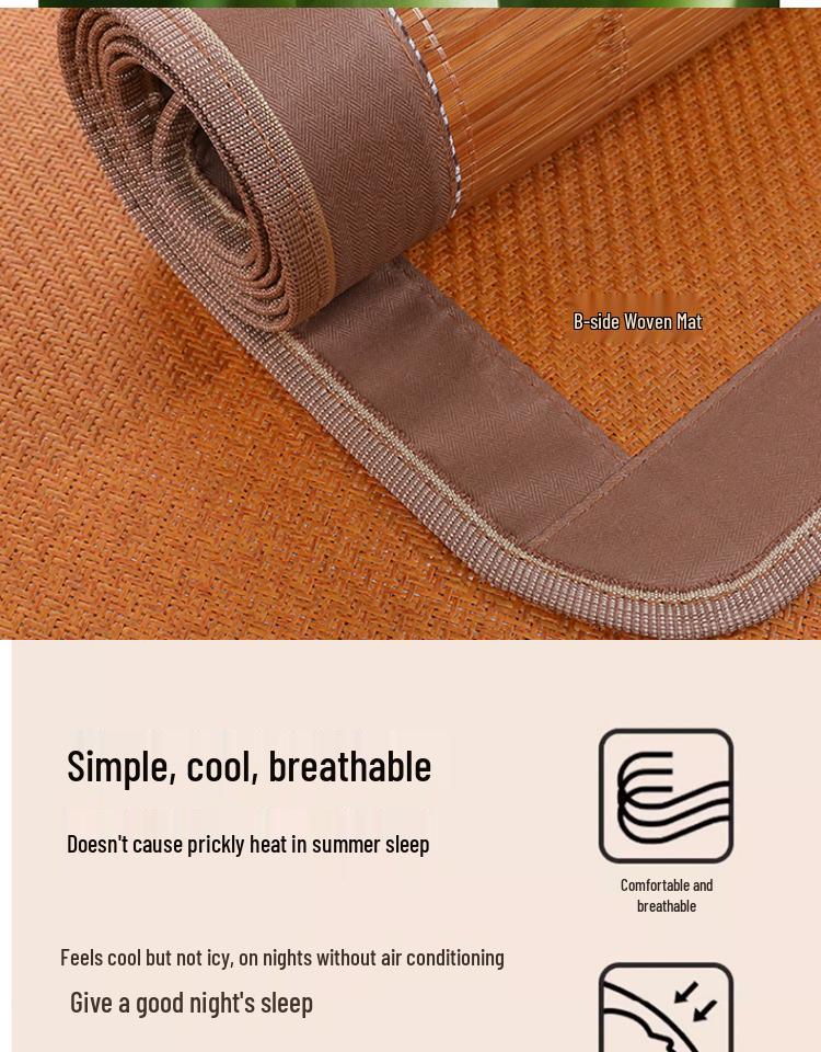 Free Shipping Bamboo Summer Mat, Foldable & Double-Sided for 0.9-1.8m Beds