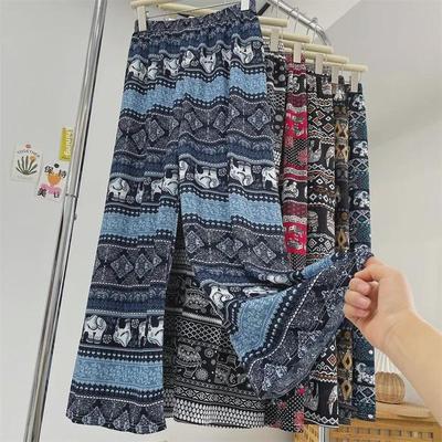 Pantaloni a Palazzo a Vita Alta con Drappeggio per Primavera/Estate - Lunghi Fino a Terra, Casual, Vestibilità Larga, Nuova Moda Donna Thailandese