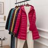Women Light Down Jacket Hip-Length High Street Overcoat Female Long Warm Down Coat with Portable Storage Bag