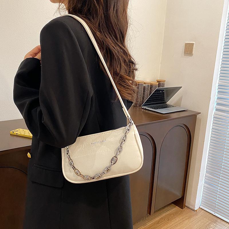 Trendy Small Square Shoulder Bag For Women In Black White Or Silver With Soft Pu Material
