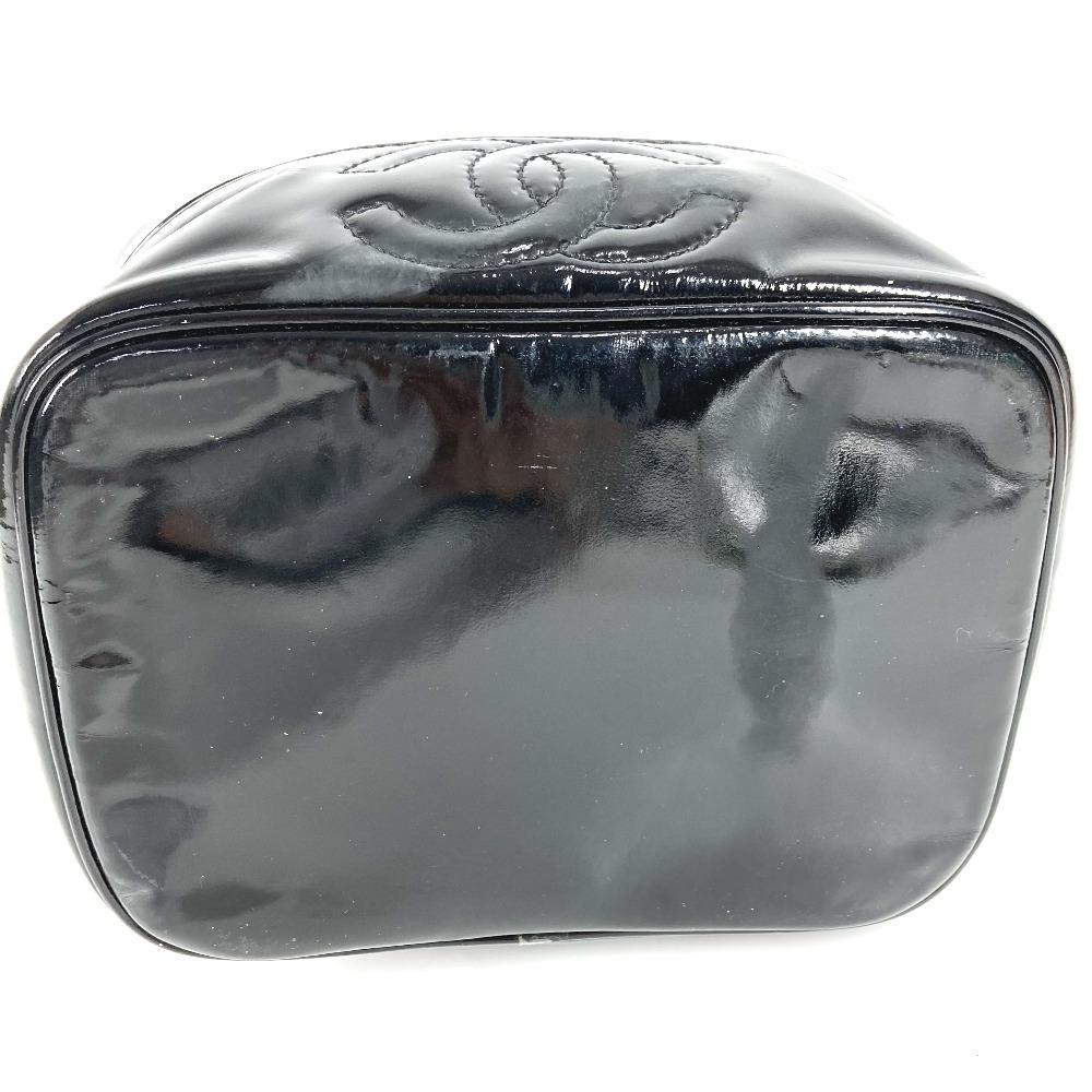 CHANEL Monogram Vanity bag CC CC Mark logo Bag Hand Bag Hand Bag enamel Black
