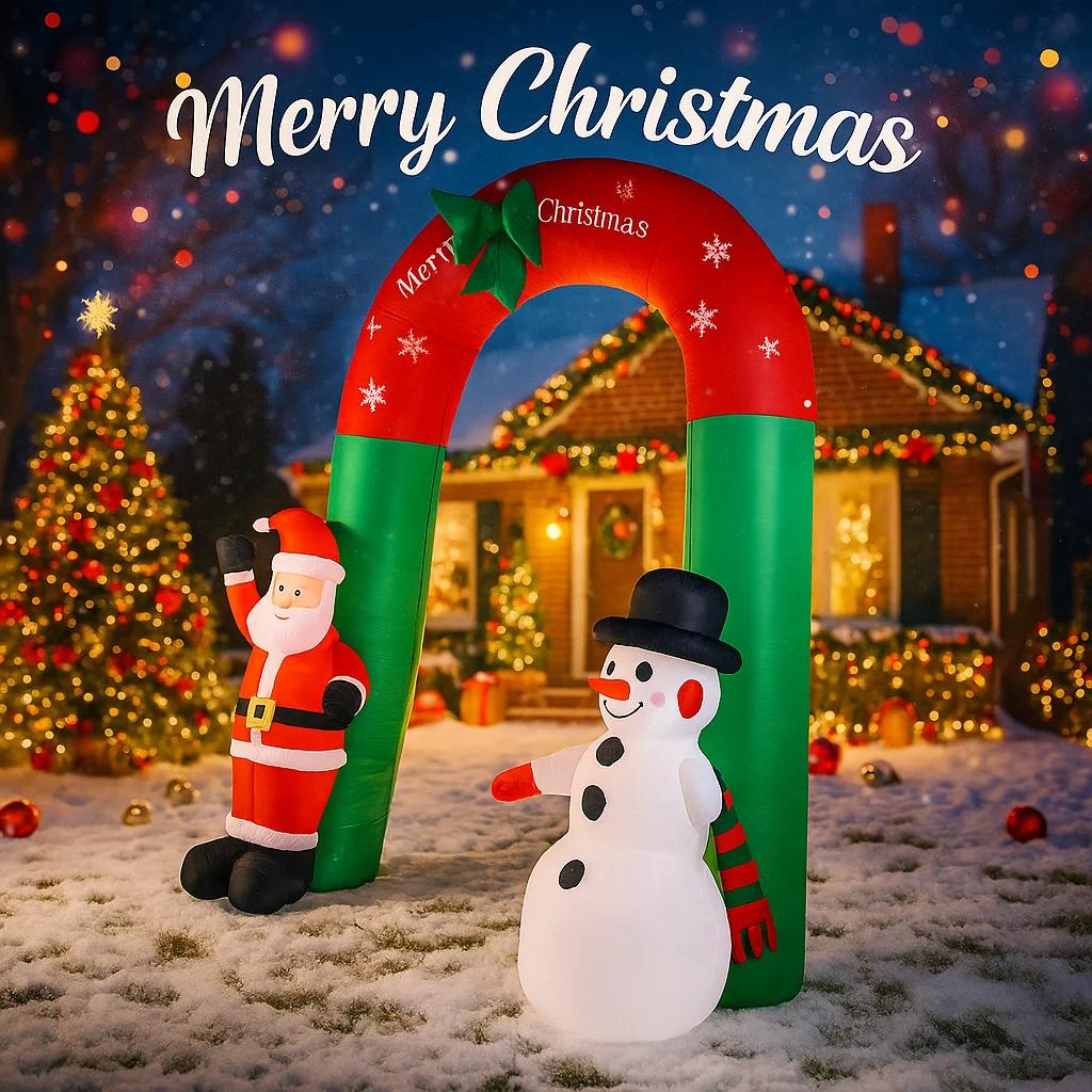 7.87FT Inflatable Arch Santa Claus Snowma Toy With LED Lights Xmas Yard Lawn Party Decor Christmas Home Supplies Ornaments Gifts