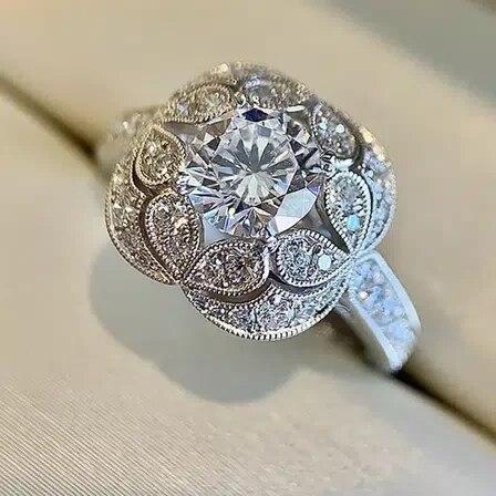

Luxury Jewelry 925 Sterling Silver Large Round Cut White Topaz CZ Diamond Couple Rings Women Wedding Bridal Ring Set 10