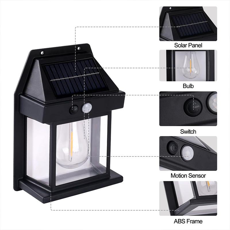 Solar Outdoor Motion Sensor Wall Lamp 3 Lighting Modes Waterproof Lantern for Yard Garden Camping Decor