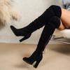 Dames Suede Puntige Neus Stiletto Middelhoge Hak Geplooide Laarzen Herfst/Winter
