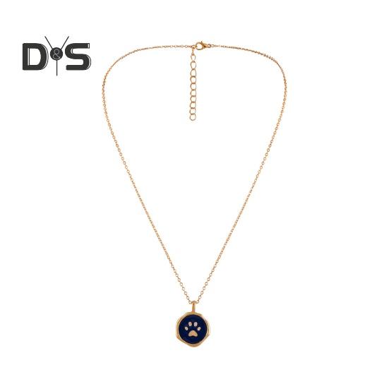 

Женское ожерелье из сплава, нерегулярная круглая монета, собачья лапа, кулон, ожерелье, регулируемая удлиненная цепочка, ожерелье, ювелирные аксессуары синий