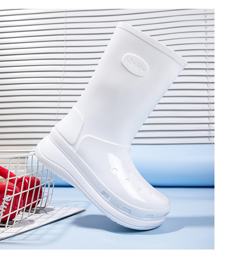 Rain Boots Simple Medium Tube Rain Shoes Women's Thickened Bottom Non-slip Water Shoes High Tube Water Boots Fashion Rubber Shoes Women