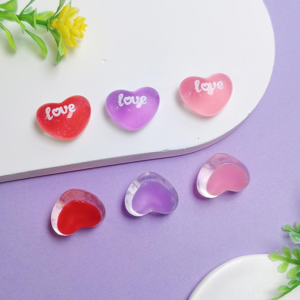100Pcs 22MM Love Heart Charms Flatback Resin Cabochons Scrapbooking Phone Case Decoration DIY Crafts Jewelry Making Accessories