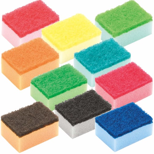 Basic Standard Kitchen Sponges, Cute and Colorful, 10-Color Set, Mini Size, 6.5 x 4.5 x 3cm, Product Number: 31728