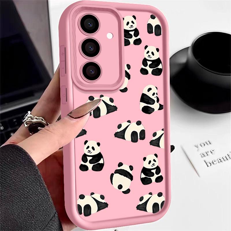 Für Smausng S25 S24 S22 Ultra Plus S23 S21 S20 Fe A55 A54 A53 A52 A35 A34 A15 5g Pandas-Muster Stoßfester Objektivschutz Silikon Soft Case Cover