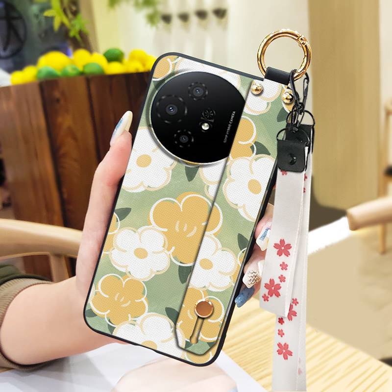 Fashion Design Protective Phone Case For TCL 50 Nxtpaper 5G/50Pro Nxtpaper 5G Wristband Kickstand Dirt-resistant Flower