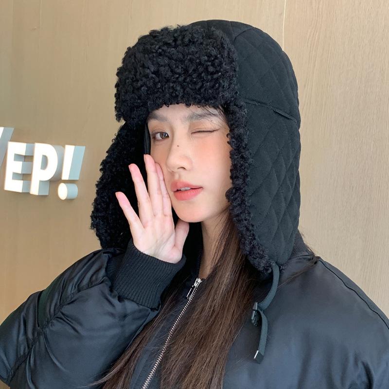 Autumn and Winter Hat Women's Bag Head Hat Fleece Thermal Hat Windproof Ear Protection Lei Feng Hat