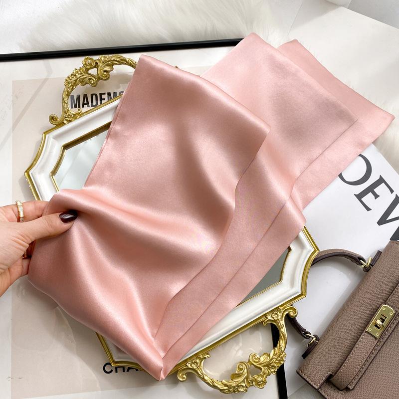 Solid 100% Natural Real Silk Scarf Women Bandana Square Scarves Wrap Kerchief Mulberry Spring Fashion Luxury High Quality Hijab