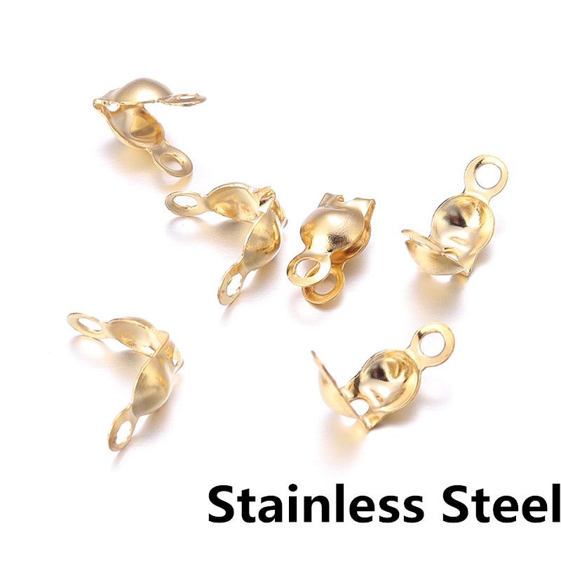 50-200pcs/Lot End Crimps Beads Ball Chain Calotte Connector Clasp Clamshell Bead Tips Knot Covers Bracelets Clip Buckles