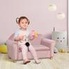 Children's Sofa, Two-Seater for Children 3-5 Years, Storage Space, Natural Wood Frame, 84 x 41.5 x 48.5cm, Pink