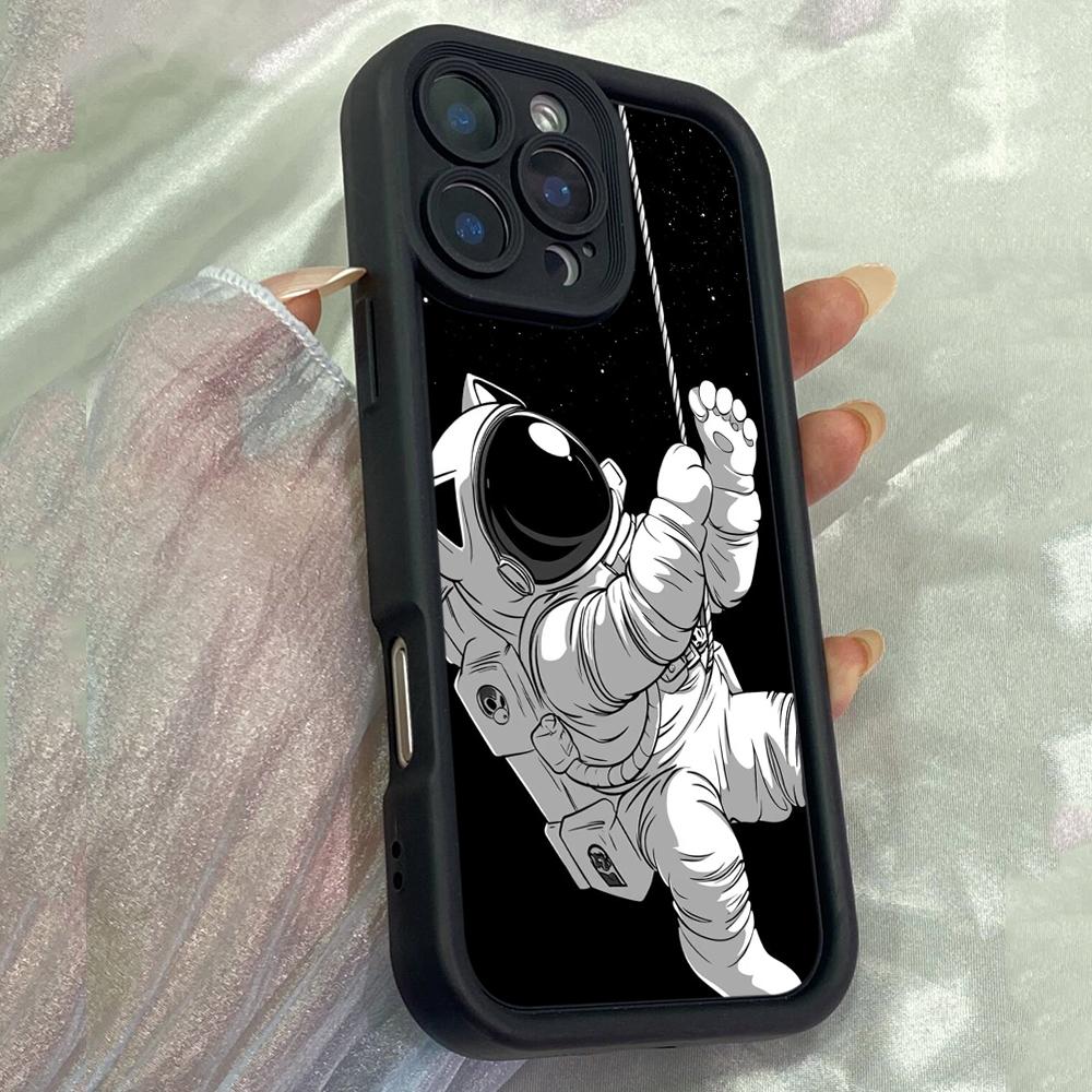 JT121 Cat Astronaut for iPhone 17 16 15 14 Pro Max Samsung S26 S25 S24 Ultra A17 A16 A07 A56 A06 Xiaomi 15T Redmi 15c 14c Note 13 14 Soft TPU Case