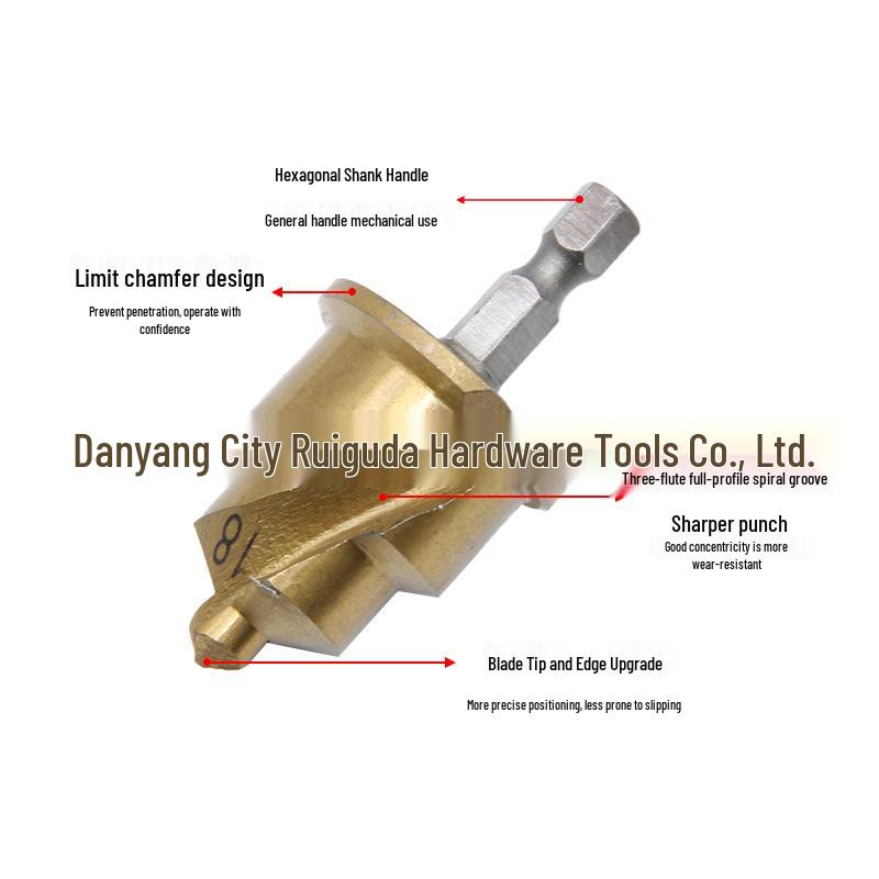 PPR Titanium-Coated 3-Flute Hex Shank Hole Opener Drill, Sizes 20/25/32mm for Plumbing and Pipe Expansion