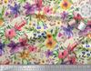 Soimoi Japan Crepe Satin Fabric Flower & Leaves Watercolor Decor Fabric Printed metre 42 Inch