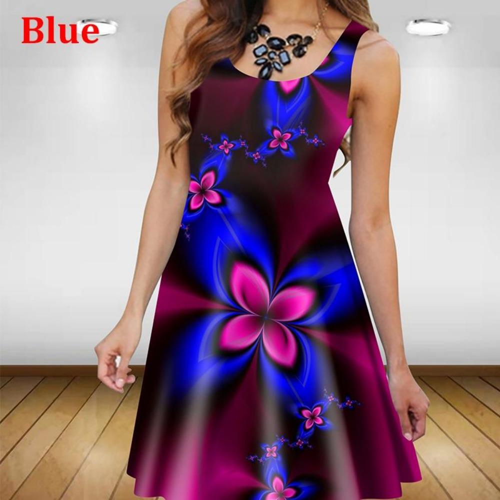 Plant Flowers 3D Printed Women Dress Elegant Sweet Casual Sleeveless A-Line Dresses  Oversized Summer Sexy Clothing Sundress