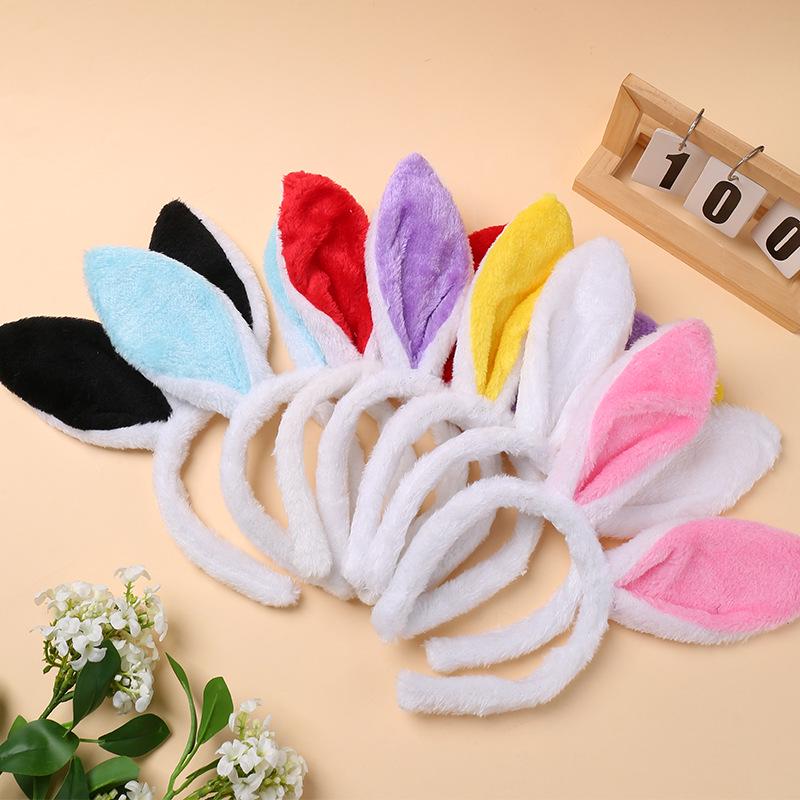 Children's Cute Plush Rabbit Ear Headband for Face Washing and Photos