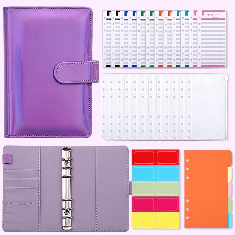 Colorful A6 PU Leather Macaron Budget & Account Book - Multi-functional Cash Diary & Storage Planner