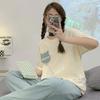 Summer short-sleeved fresh plaid pants simple casual pajamas women's breathable loose loungewear set