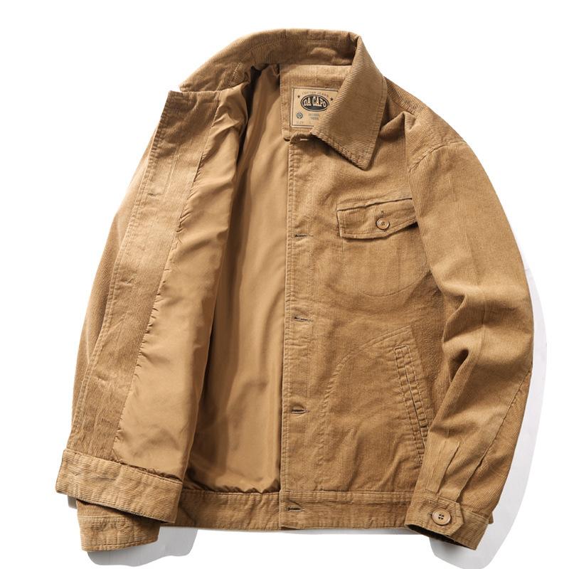 Spring and Autumn New Jacket Men's Thin Corduroy Jacket Top Men's Retro Tooling Jacket