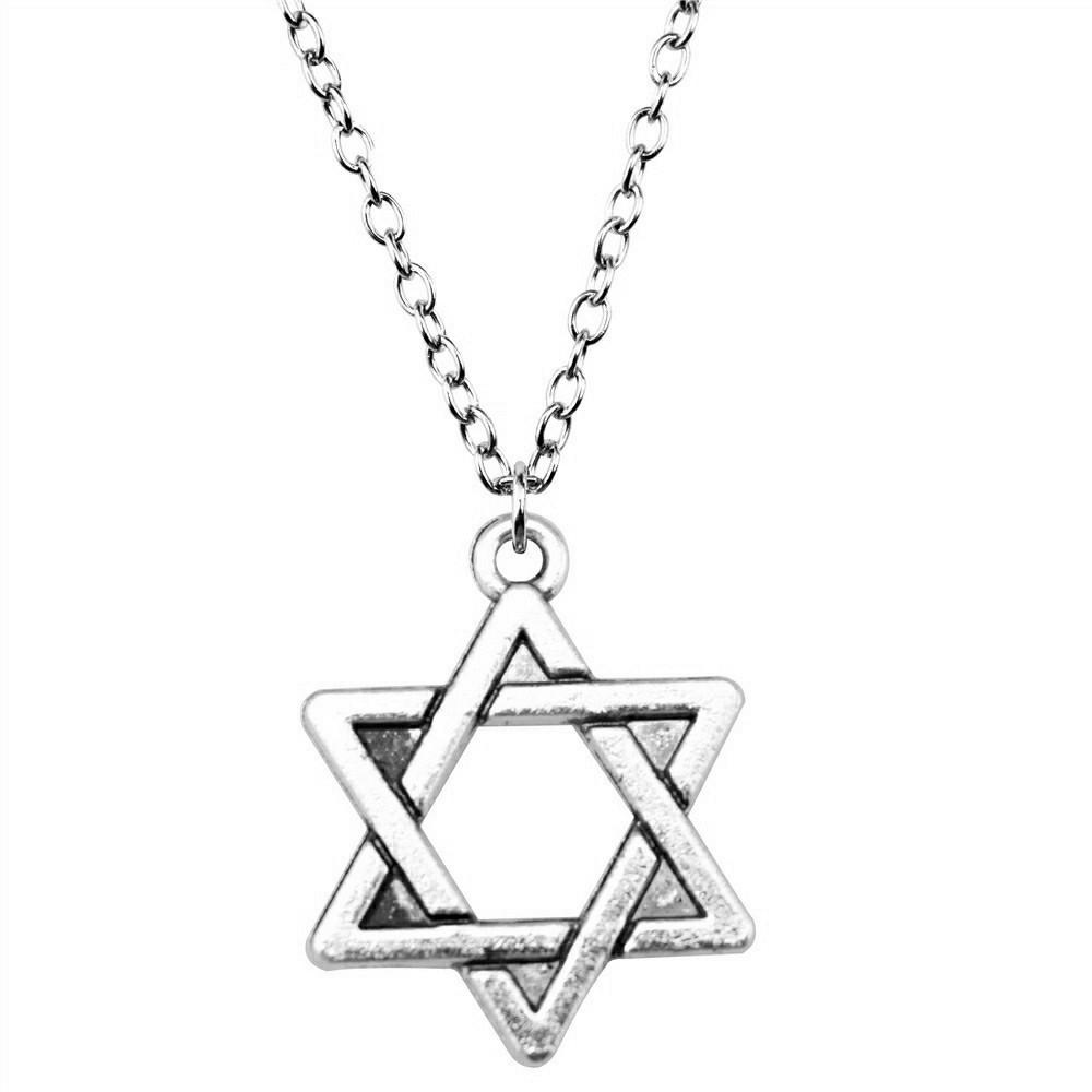 Collana Ciondolo Nodo Celtico Triquetra Stella di Davide Pendente Gioielli Vintage Boho Catena 43cm