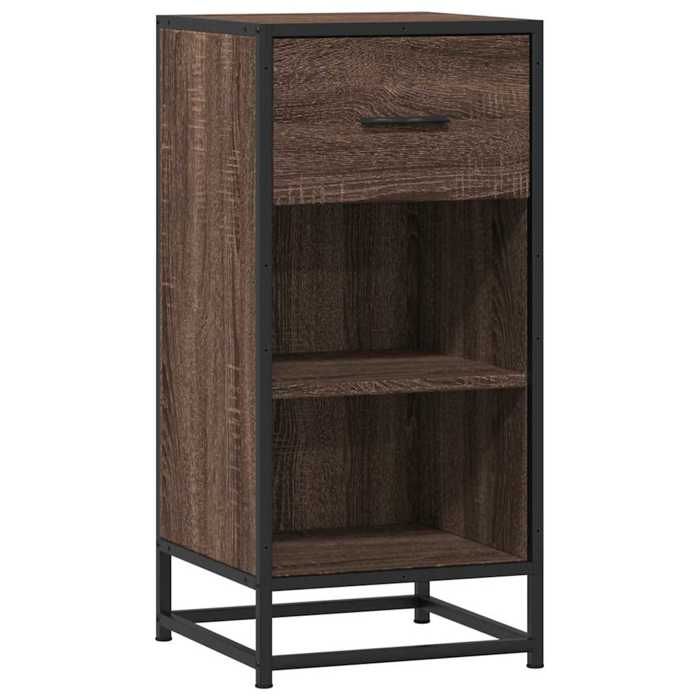 VidaXL Buffet chêne marron 35,5x35x76 cm bois d'ingénierie et métal, armoire de rangement, meuble d'entrée, meuble d'appoint 848958