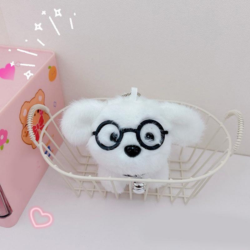 Çizgi Film Sevimli Peluş Gözlüklü Köpek Yavrusu Anahtarlık Yumuşak Dolgulu Köpek Çanta Kolye Süsleri Araba Anahtarlığı Kadın Kız Genç Parti Hediyesi