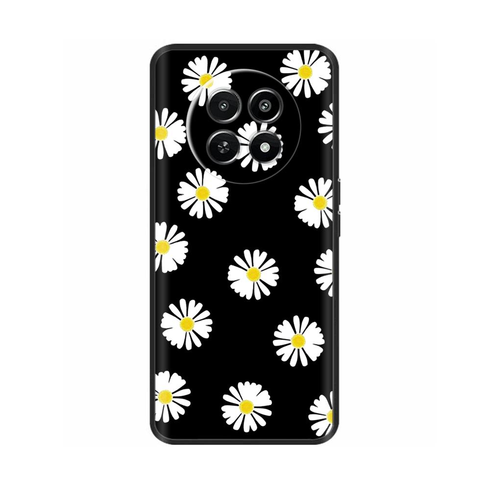 Für Realme 12 5G 12X Handyhülle Cover Blumen Aufdruck Weiches Schwarzes TPU Fundas Für Realme12 12 X Bumper Schale Para Coque Etui Capas
