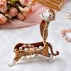 FJ FENGZHIJIE Trinket Box with Hinged Tiger Figurine | Golden Crystal Enamel Wildlife Home Decor | Gift for Tiger Lovers and Wildlife Enthusiasts