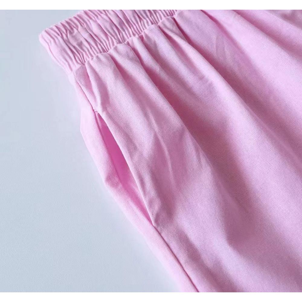 HNXC Women's 2-piece Vintage Plus-size Cotton and Linen Shirt Set High-waisted Loose Trousers