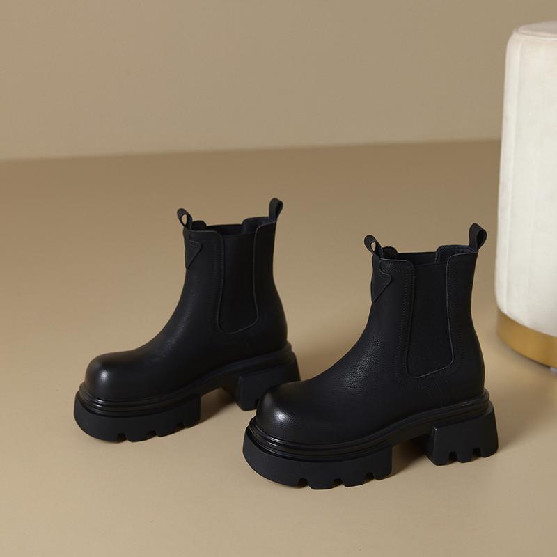 Fashion AIYUQI 2025 New Women's Chelsea Boots Thick-soled Slip-on Women Chimney Boots Large Size Fashion female Ankle Boots