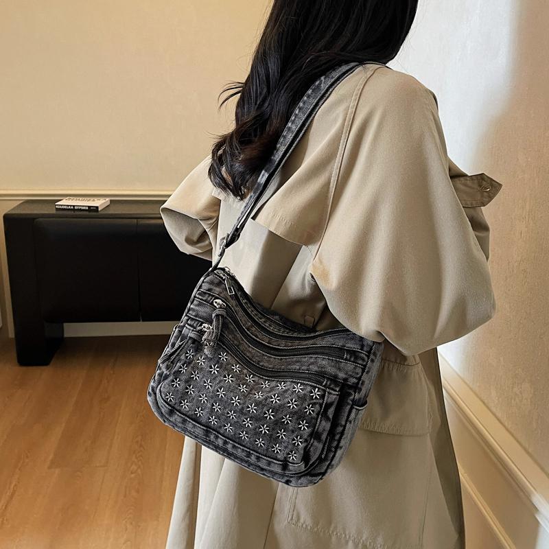 Women's Crossbody Bag Denim Bag Commuter Solid Color Shoulder Crossbody Bag