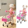 Cute Desktop Storage Solution Cartoon Sheep Shopping Cart Figurine, Mini Grocery Trolley Toy with Lamb, Small Figurine Wheels Desk Decor for