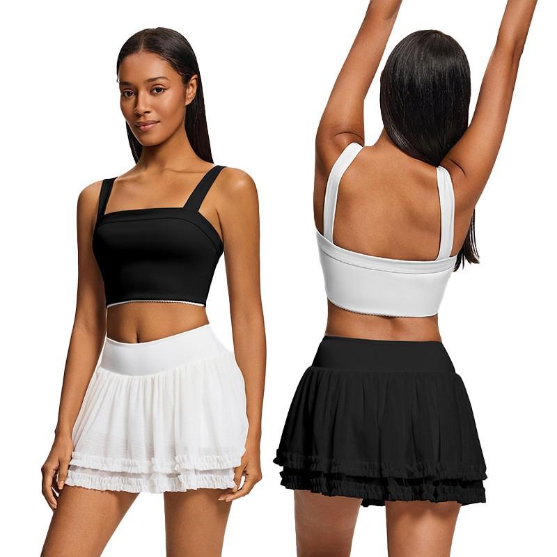 Womens Sport Skirt With Liner Mesh Pleated Tennis Yoga Running Short Fall