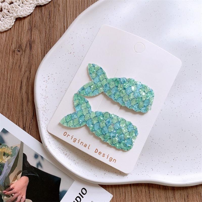 Shiny Mermaid Tail Hair Clips for Girls. Colorful Sparkling Design, Cute BB Clips for Bangs Hair, Perfect for Little Princesses