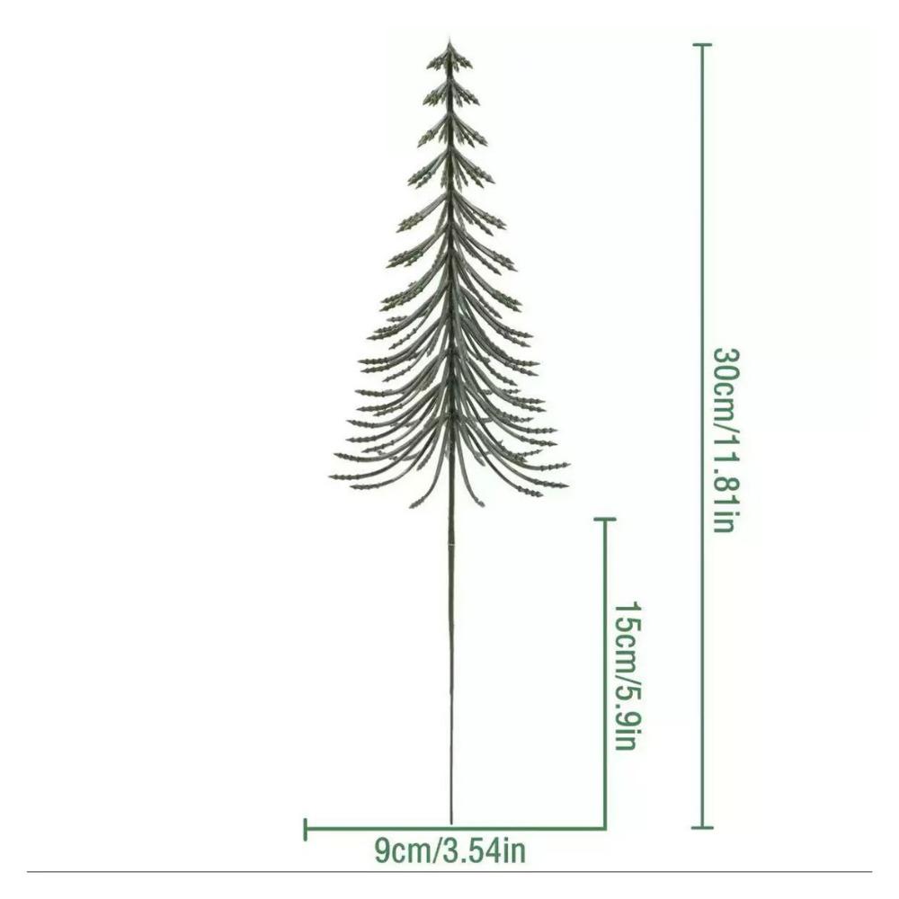 10PCS Green White Artificial Pine Branches Snow Flocking Xmas Tree Simulation Pine Needle Plastic DIY Garland Wreath