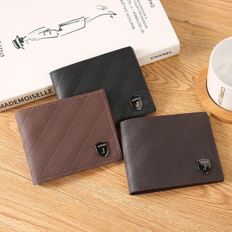 New Men's Wallet Short Wallet Men's Green Business Casual Horizontal Wallet Fashion Large Capacity Soft Leather Wallet
