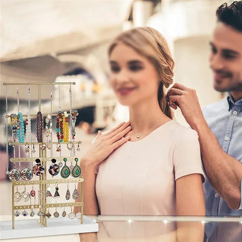 Jewelry Organizer Tabletop Jewelry Holder Earring Necklace Bracelet  Jewelry Tree Display Stand with Tray