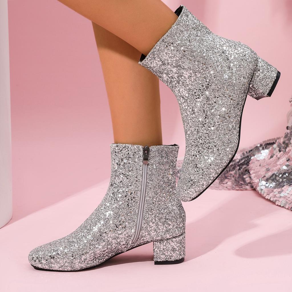 Fashion Autumn Women Boots New Elegant Fashion Round Toe Ankle Boots Winter Party Chunky Heels Designer Shoes for Women Botas De Mujer