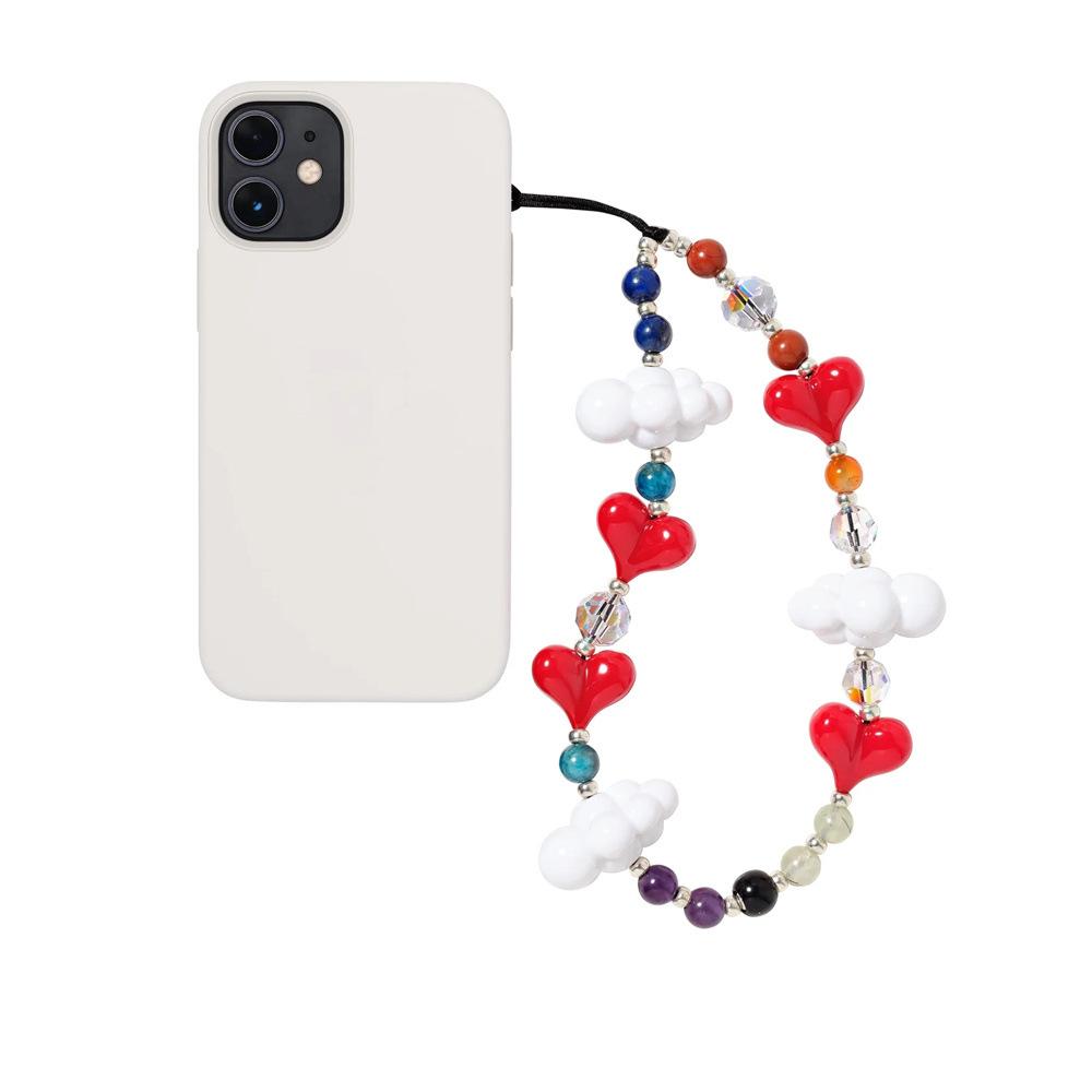 Handmade Anti-Lost Fruit Pearl Beads Phone Chain Lanyard for Women Fashion Style Colorful Crystal Beaded Mobile Phone Straps Sports&Bead