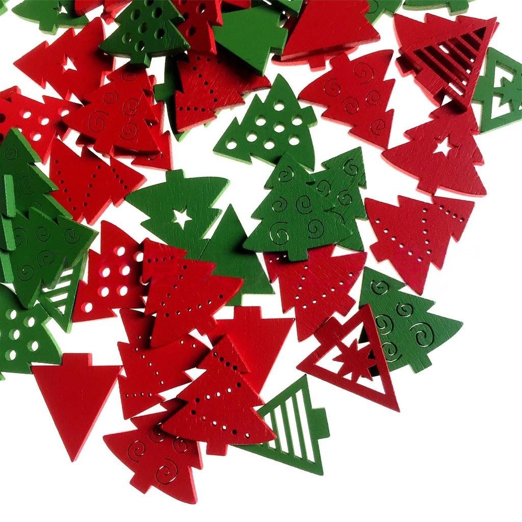 50PCS Snowflake Decorations Wood Slices Ornaments Christmas Cutouts Buttons Tags for Xmas Tree Hanging Painting DIY Crafts