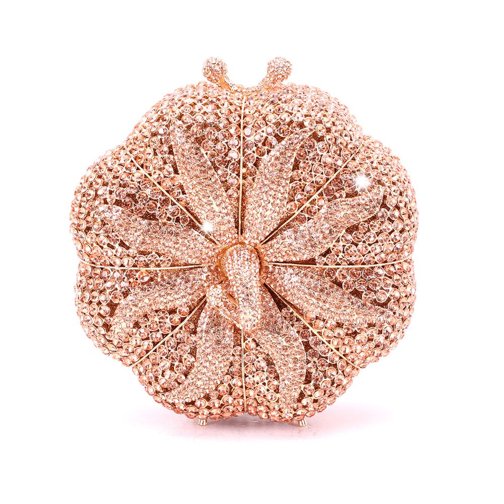 

WHTU0HENG Round Pumpkin Evening Purse Bags Luxury Gold Silver Crystal Wedding Dinner Clutches Girls Lady Party Bridal Bag 16cmX16cmX8cm
