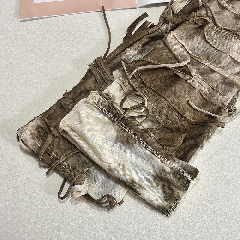 Neue Damen Herbst Tie-Dye Ausgefranste Jeans, Distressed Design Boho Streetwear Lässige Denim-Hose mit Fransen-Saum, Künstlerische Baggy-Hose