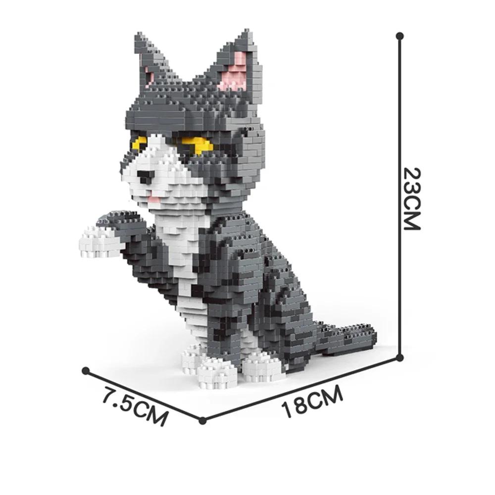 KNEW BUILT Sweet Black Cat with Flower Petals Mini Blocks Toys Holiday Gifts for Girls Kids Home Decor