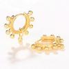 Gold Plated Beaded Small Huggie Hoop Earrings Multi Ball Dangle Open Loop Earrings Women Minimalist Daily Fashion Jewelry Gift