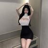 Large Size Sexy Lingerie Secretary Dress Sexy Exposed Hot Girl Hollow Tight Super Short Hip Skirt